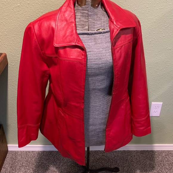 Excelled red leather coat - Picture 3 of 7